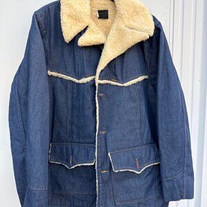 Vintage Roebucks Sears Denim Jean Button Up Jacket Coat Sz 50/XL-R USA